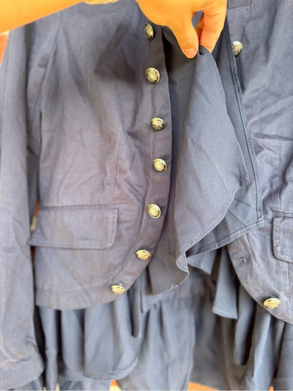 Free People Ruffles Romance Jacket in Navy Military-Style
